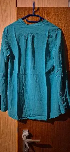 Mavi Damen Bluse Tunika Gr. M Türkis Langarm V-Ausschnitt Viskose