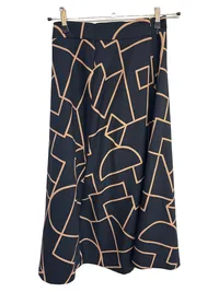 Ana Alcazar Damen A-Linienrock Gr. 36 Schwarz Geometrisch Muster Midi 2