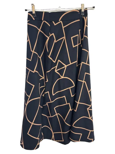 Ana Alcazar Damen A-Linienrock Gr. 36 Schwarz Geometrisch Muster Midi