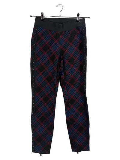 CAMBIO Stoffhose Damen Gr. 38 Kariert Nieten Schwarz Blau Rot