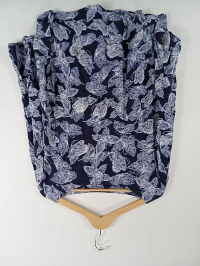 Alba Moda Bluse Damen Gr. 44 Blau Schmetterling Viskose Langarm