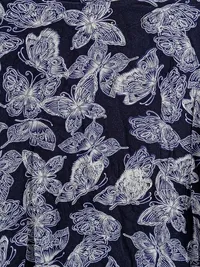 Alba Moda Bluse Damen Gr. 44 Blau Schmetterling Viskose Langarm 4