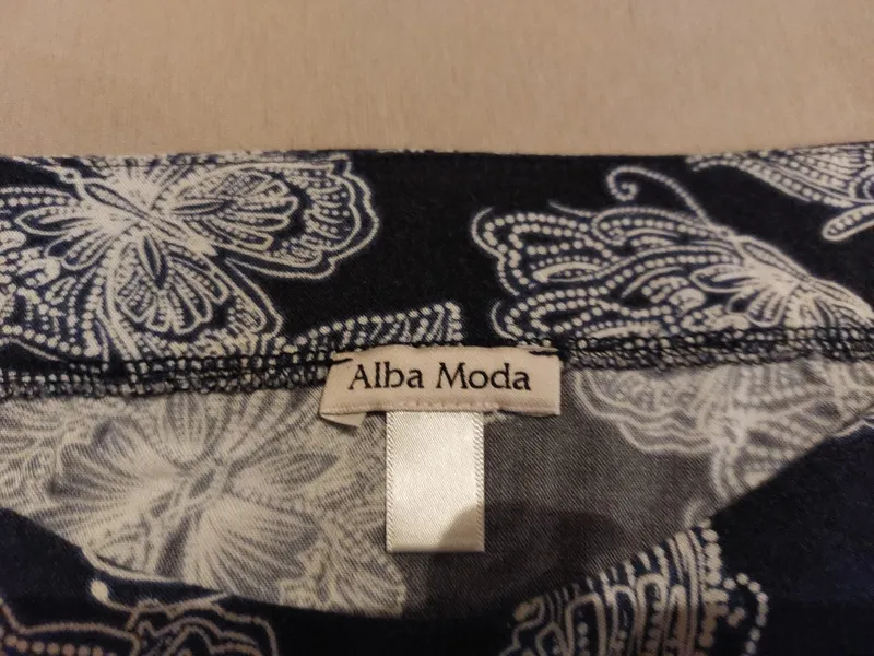 Alba Moda Bluse Damen Gr. 44 Blau Schmetterling Viskose Langarm 5