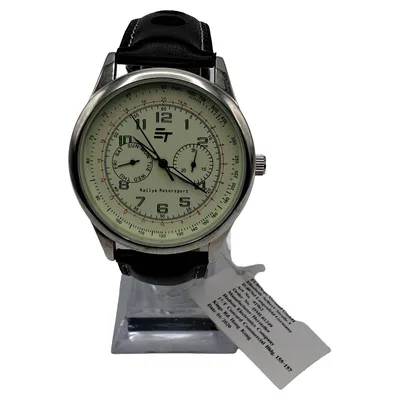 EUROTOPS Herren Armbanduhr Rallye Motorsport Schwarz Leder Chronograph