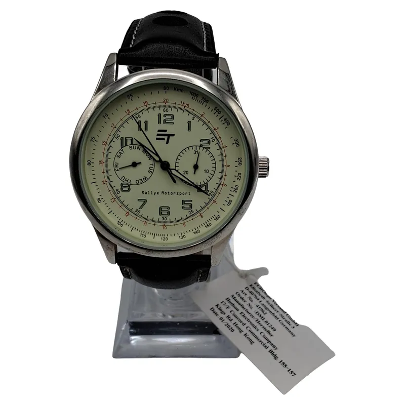 EUROTOPS Herren Armbanduhr Rallye Motorsport Schwarz Leder Chronograph 1