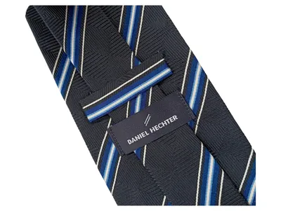 Daniel Hechter Krawatte Herren Seide gestreift Blau Grau Business 150cm