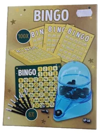 Bingo Spiel Set mit Ziehmaschine 100x Karten & Stiften Gesellschaftsspiel 1