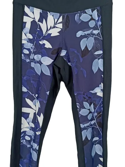 Röhnisch Damen Sport Leggings Blattmuster Blau Schwarz Gr. XS