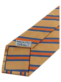 Andrew's Ties Herren Krawatte Seide gestreift Beige Orange Blau 147cm 2