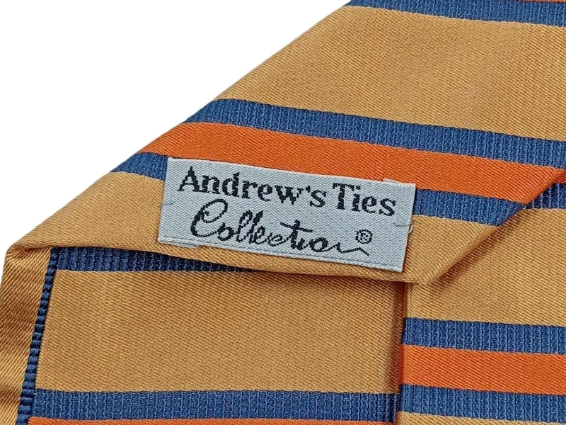 Andrew's Ties Herren Krawatte Seide gestreift Beige Orange Blau 147cm 3