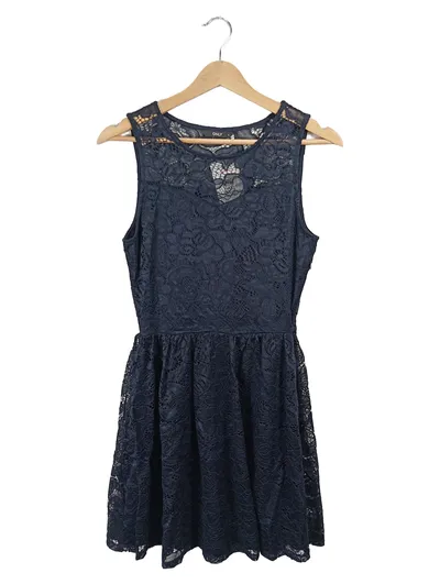 ONLY Damen Spitzenkleid Ärmellos Blau Gr. S 36 Festlich Elegant