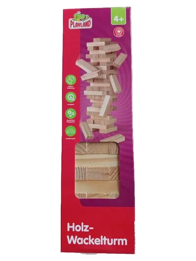 Playland Holz-Wackelturm Familienspiel Geschicklichkeitsspiel Holzspielzeug