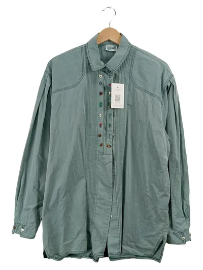 Gössl Trachtenbluse Damen Gr. 38 Grün Baumwolle Stickerei Tracht