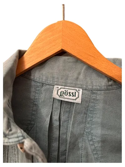Gössl Trachtenbluse Damen Gr. 38 Grün Baumwolle Stickerei Tracht