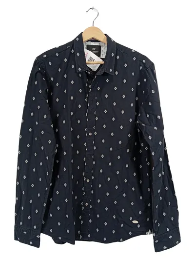 Scotch & Soda Herren Freizeithemd Langarm Blau Muster Gr. M