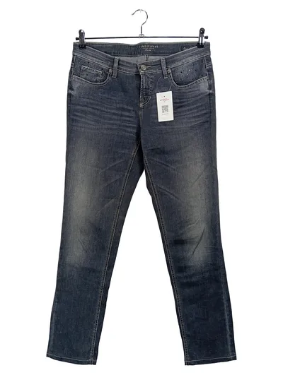 Cambio Jeans Straight Leg Damen Gr. 38 Blau Vintage Edition Strass