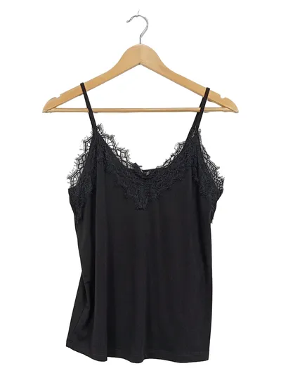 VERO MODA Damen Top Spitze Schwarz Gr. XS 34 Träger Feminin