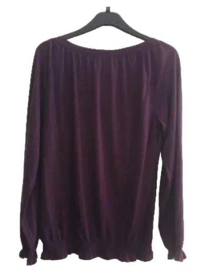 Laura Scott Damen Langarmshirt Gr. 40 Lila Casual Viskose Rüschen