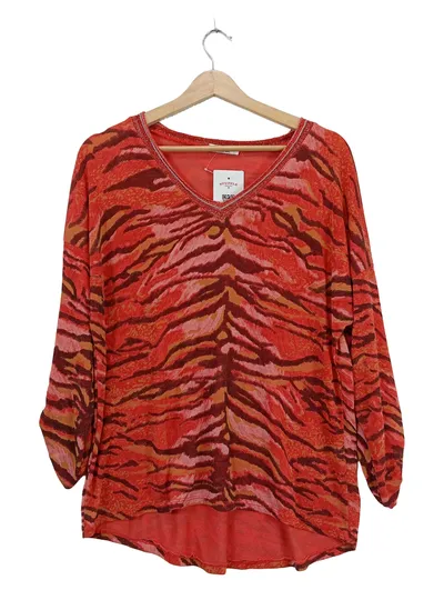 Zabaione Damen Shirt Pullover Tigerprint Animal-Print Rot Gr. L
