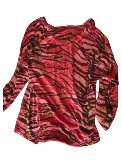 Zabaione Damen Shirt Pullover Tigerprint Animal-Print Rot Gr. L