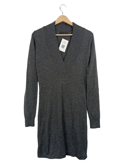 MITIKA S.r.l. Damen Strickkleid Gr. M Grau Wolle V-Ausschnitt Elegant