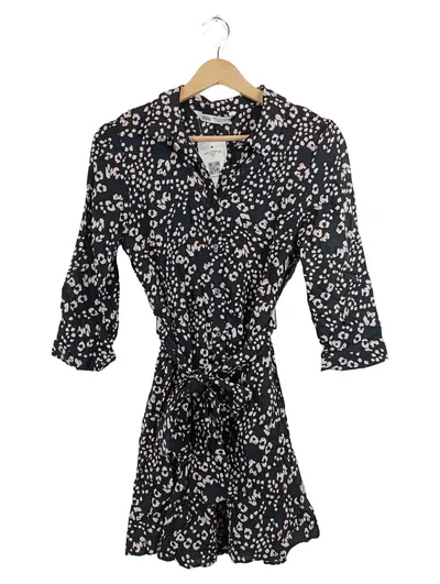ZARA Damen Blusenkleid Animal Print Schwarz Beige Gr. S 36