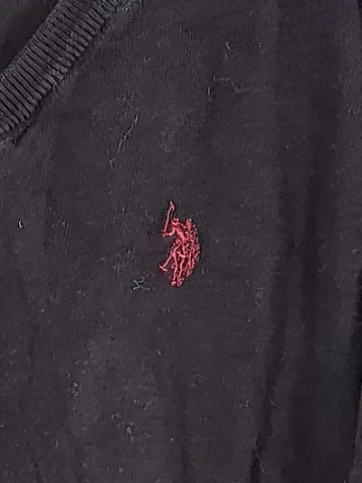 U.S. Polo Assn. Kinder Pullover V-Ausschnitt Schwarz Gr. 146 Langarm Baumwolle