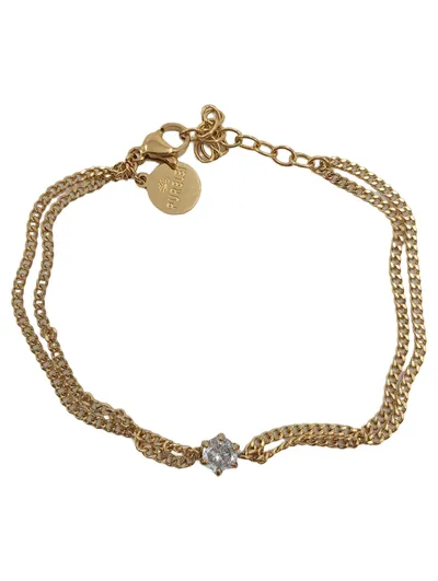 Purelei Damen Armband Gold Zirkonia Doppelkette Edelstahl Minimalistisch