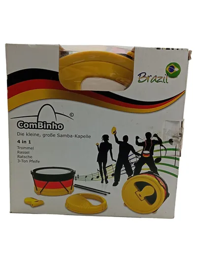 ComBinho 4in1 Samba-Kapelle Kinder Trommel Rassel Ratsche Pfeife Set