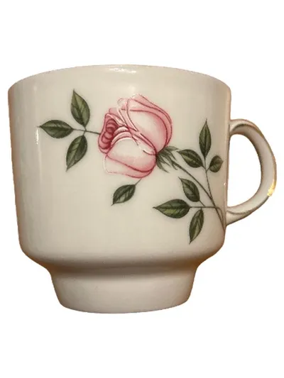 Scherzer Bavaria Porzellan Tasse Rosenmotiv Weiß Vintage Blumen
