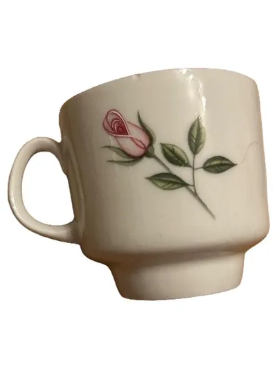 Scherzer Bavaria Germany Tasse Porzellan Rosenmotiv Weiß Vintage
