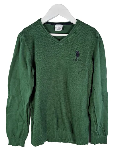 U.S. Polo Assn. Kinder Pullover Gr. 146 Grün V-Ausschnitt Langarm Baumwolle