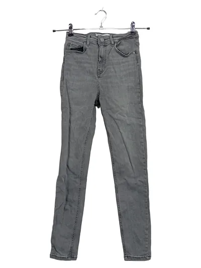 Zara High Waist Jeans Damen Gr. 34 W26 Skinny Grau Stretch