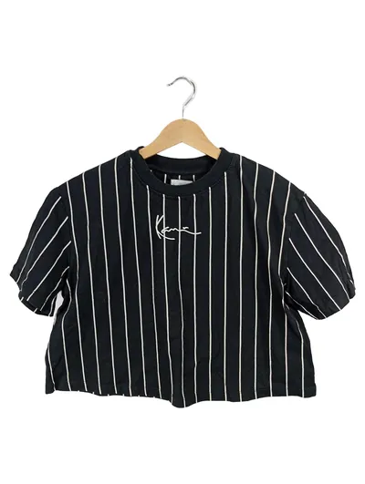 Karl Kani Crop T-Shirt Damen Gr. S Schwarz Gestreift Streetwear