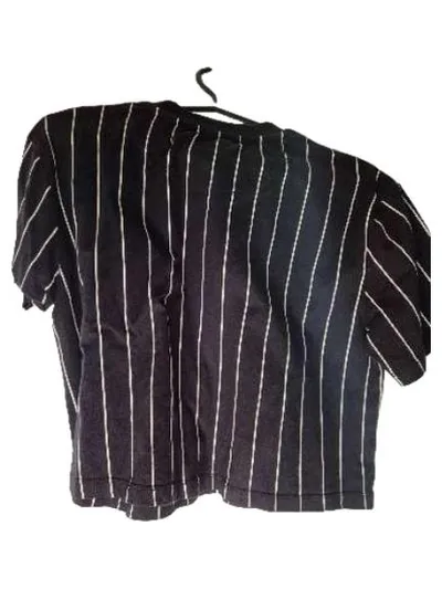 Karl Kani Crop T-Shirt Damen Gr. S Schwarz Gestreift Streetwear