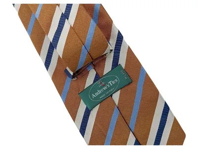 Andrew's Ties Herren Krawatte Seide gestreift Braun Blau Made in Italy