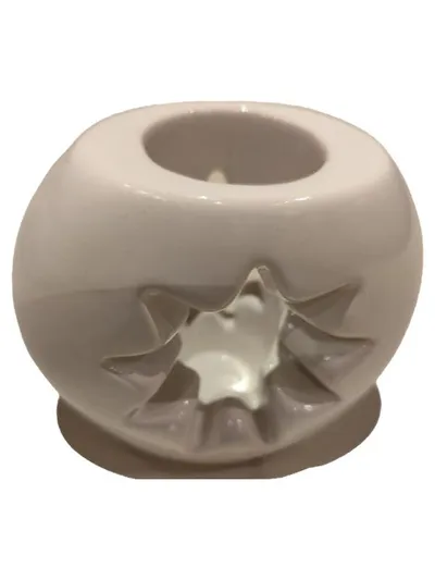 PartyLite Duftlampe Stern Teelichthalter Porzellan Weiß Kugelform