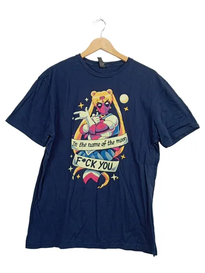 Gildan Fanshirt Deadpool Sailor Moon Motiv Herren Gr. L Navy Blau