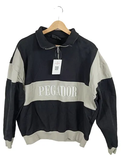 Pegador Herren Pullover Half-Zip Sweatshirt Schwarz Grau Gr. S