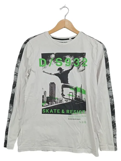 DOWNLOAD Langarmshirt Kinder Gr. 158/164 Weiß Skate Streetwear Longsleeve