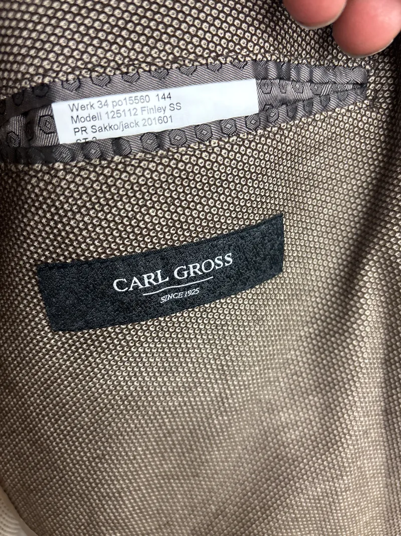 CARL GROSS Sakko Herren Gr. 52 Braun Business Blazer Finley 3