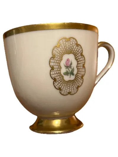 FÜRSTENBERG Kaffeetasse Porzellan Weiß Gold Rose Klassisch Germany