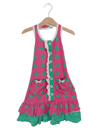 Bakery Babes Mädchen Sommerkleid Gr. 110/116 Pink Grün Knopfleiste