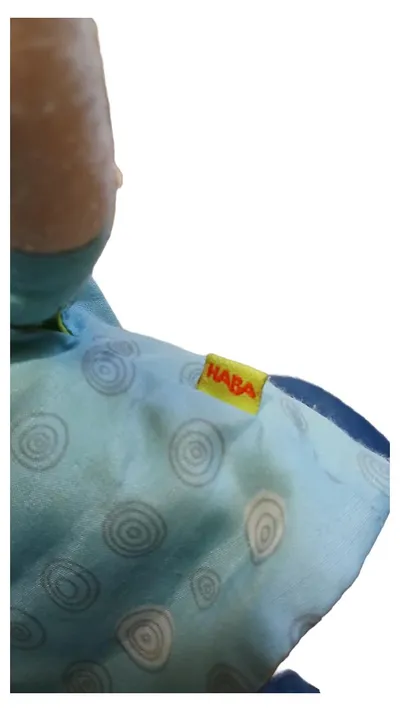 HABA Stoffpuppe Mädchen blond türkis Kleid Babypuppe Schmusepu