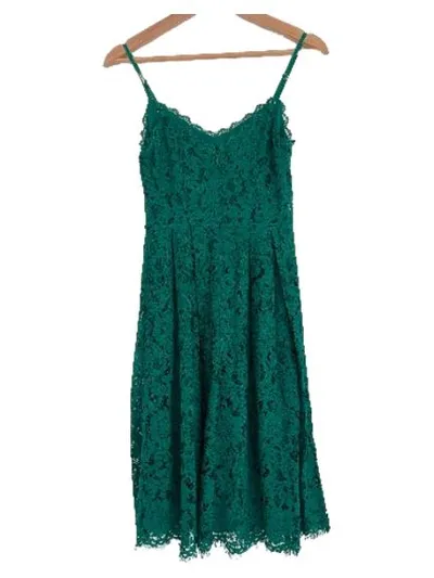 Jake's Cocktail Spitzenkleid Damen Gr. 32 Grün Spaghettiträger Midi