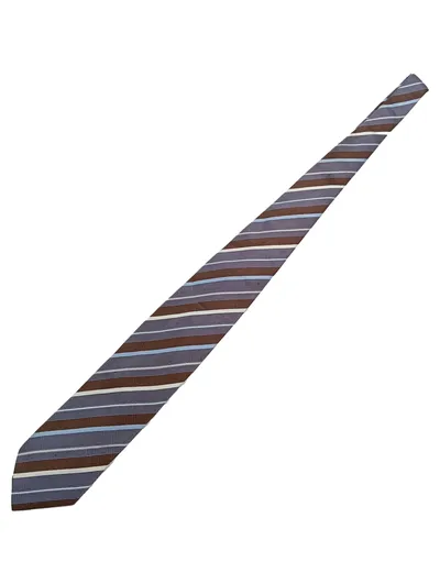 Sovrano Classics Herren Krawatte Seide gestreift braun blau weiß Business