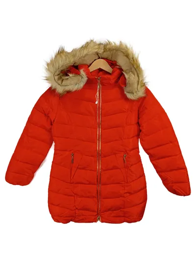 Bamulan Damen Steppjacke Rot Gr. M Kapuze Fellbesatz Winterjacke