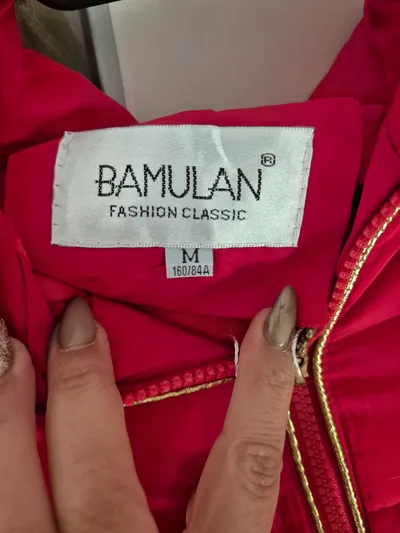 Bamulan Damen Steppjacke Rot Gr. M Kapuze Fellbesatz Winterjacke
