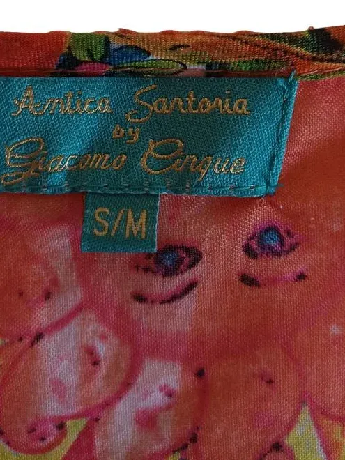 Antica Sartoria Positano Sommerkleid Tunika Damen Gr. S, M Orange Baumwolle 6