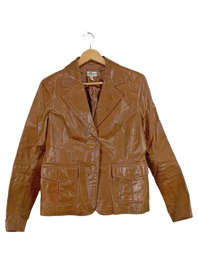 Best Connections Lederjacke Blazer Damen Gr. 40 Braun Vintage Echtleder